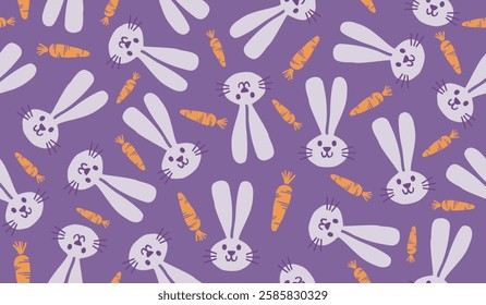 Cute bunny rabbit pattern background vector design