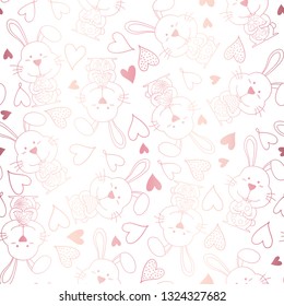 Cute bunny rabbit seamless pattern vector background. Creative nursery background. Perfect for kids design, fabric, wrapping, wallpaper, textile, apparel