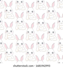 Cute Bunny Rabbit Seamless Pattern Vector Background