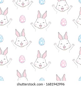 Cute Bunny Rabbit Seamless Pattern Vector Background