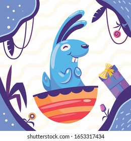 Cute bunny rabbit vector illustration