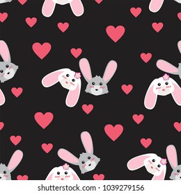 cute bunny rabit seamless pattern design