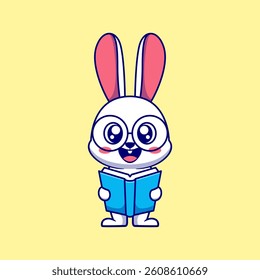 Cute Bunny Reading a Book – Adorable Cartoon Illustration