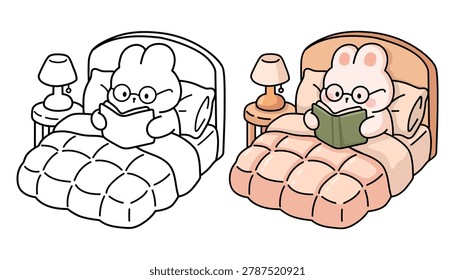 Cute Bunny Reading Book