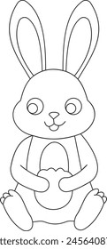 cute bunny reading book on the ground one line art