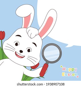 Cute Bunny Ready to Easter Hunt