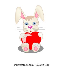 cute bunny with red heart