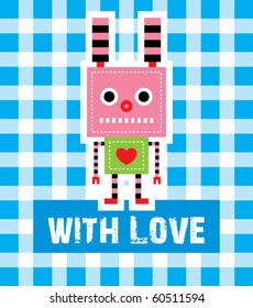 cute bunny robot with love