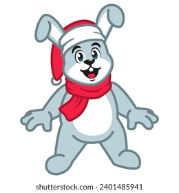 Cute Bunny with Santa hat and Red Scarf