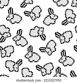 Cute Bunny seamless background. Pixel art. Vector pattern