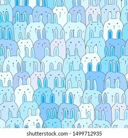 Cute bunny seamless pattern background. Vector illustration.