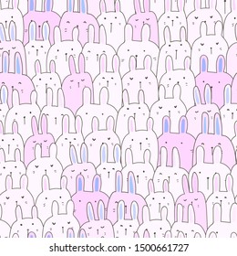 Cute bunny seamless pattern background. Vector illustration.