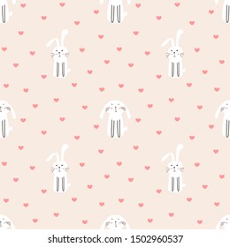 Cute bunny seamless pattern background. Vector illustration.