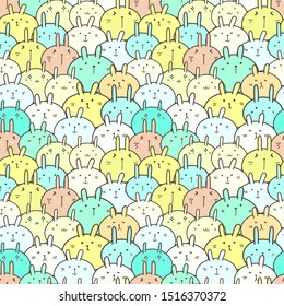 Cute bunny seamless pattern background. Vector illustration.