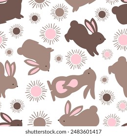 Cute Bunny Seamless Pattern for fabric and scrapbooking