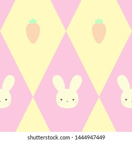 cute bunny seamless pattern pink yellow