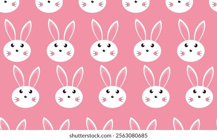 Cute bunny seamless pattern rabbit pattern pink background for wallpaper and fabric pattern design vector isolated.