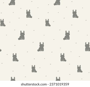 Cute bunny seamless vector pattern. 