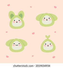 Cute bunny set. Cute cartoon characters. Vector illustration