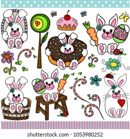 Cute bunny set digital elements