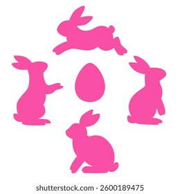 Cute bunny silhouette vector with easter egg – hand-drawn rabbit illustration for holiday and spring graphics