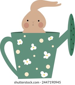 Cute bunny sitting inside the box, cup