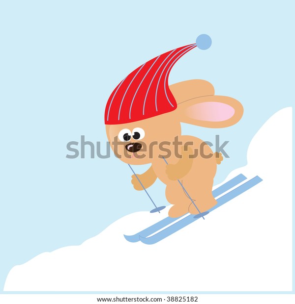 Cute Bunny Skiing On Bunny Hill Stock Vector (Royalty Free) 38825182