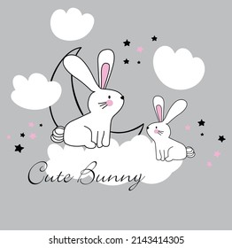 Cute Bunny Slogan Tshirt Print Design
