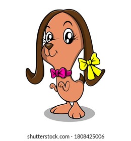 Cute Bunny smile and standing Cartoon Vector