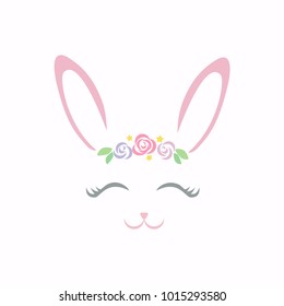 Cute Bunny Smiling Face Vector.