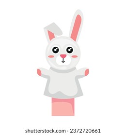 Cute bunny sock toy on white background