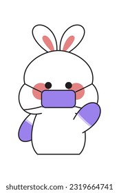 Cute Bunny Sticker Cartoon Illustration Isolated On White Background. Kawaii cute cartoon character design. 