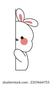 Cute Bunny Sticker Cartoon Illustration Isolated On White Background. Kawaii cute cartoon character design. 