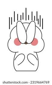 Cute Bunny Sticker Cartoon Illustration Isolated On White Background. Kawaii cute cartoon character design. 