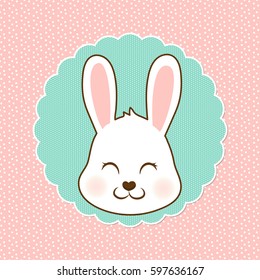 Cute bunny sticker vector illustration