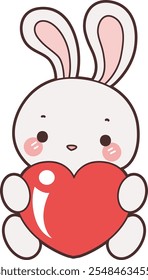 Cute Bunny stock illustration. Funny bunny for sticker elements. Bunny bring a love valentine