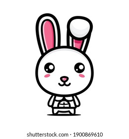cute bunny strong and muscular