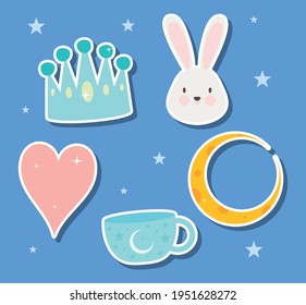 cute bunny and stuffs set