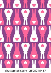 Cute bunny tail heart pattern seamless. Baby fabric texture