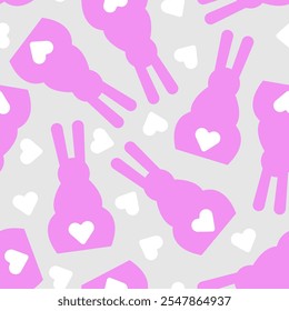 Cute bunny tail heart pattern seamless. Baby fabric texture