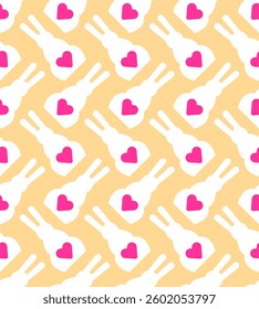 Cute bunny tail heart pattern seamless. Baby fabric texture