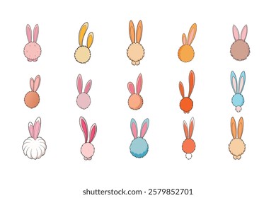 Cute Bunny tail vector cartoon illustration Easter day