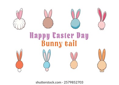 Cute Bunny tail vector cartoon illustration Easter day