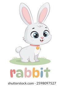 cute bunny with text pastel colors