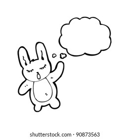 cute bunny with thought bubble cartoon