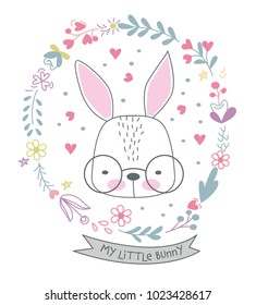 cute bunny / T-shirt graphics for kids vector illustration