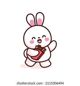 cute bunny with valentine love balloon