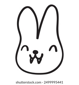 Cute bunny vampire. Halloween design. Outline vector illustration on white background. 