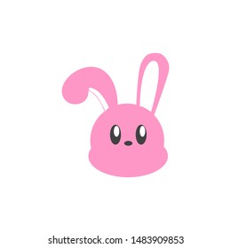 Cute bunny vector graphic icon. rabbit animal head, face illustration. Isolated on white background