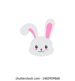 Cute bunny vector graphic icon. rabbit animal head, face illustration. Isolated on white background